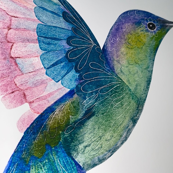 Watercolor Hummingbird Wall Art Illustration Print Poster Unframed - Picture 11 of 17